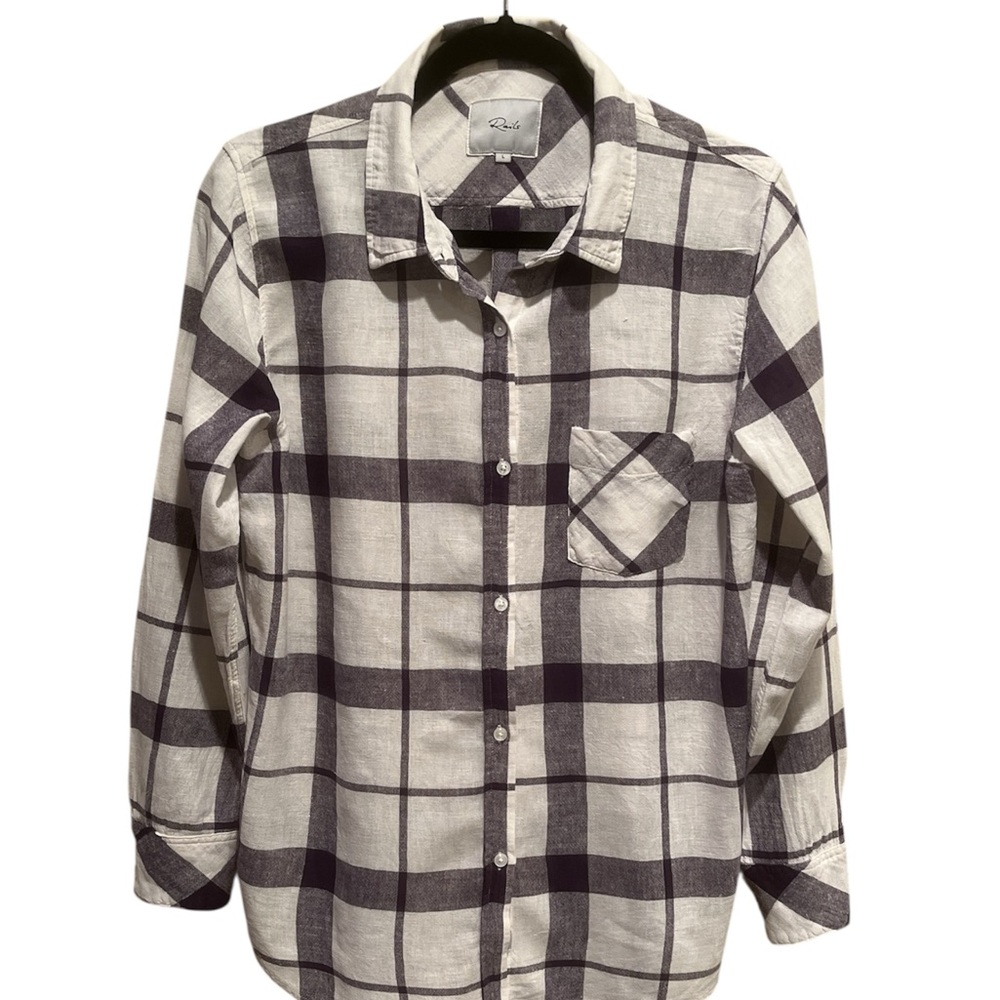 Rails Purple and White Plaid Button-Down Women’s Shirt - Large EUC